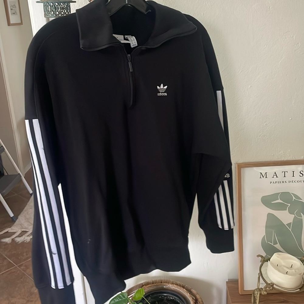 Adidas women original trefoil quarter zip sweatshirt size small